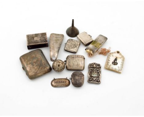 A mixed lot of silver items, various dates and makers, comprising: a ball shaped tea infuser, Birmingham 1901, a shoe horn, a