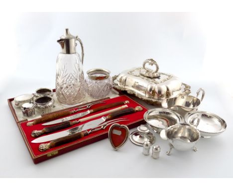 A mixed lot, comprising silver items: a pair of Victorian salt cellars, by Charles Stuart Harris, London 1877, a pair of bonb