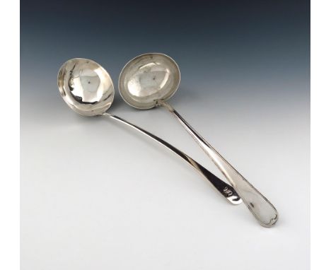 A George III old Sheffield plated soup ladle, circa 1790, Old English shape, the bowl riveted to the handle, the terminal wit