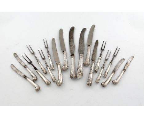 A mixed lot of silver flatware, various dates and makers, comprising: a George III knife, by Eley and Fearn, London 1818, the