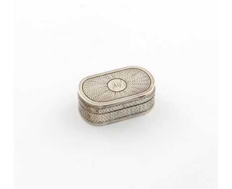 A George III silver vinaigrette, by Thomas Willmore, Birmingham 1799, rounded rectangular form, engine turned radiating decor