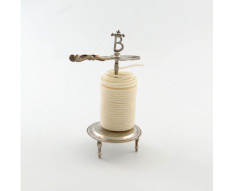 A late 18th / early 19th century Danish silver wax-jack, by Mouritz Jensen Angel, Horsens circa 1800, tapering knopped stem, 