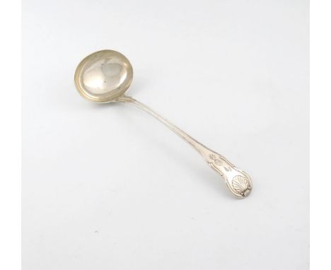 A George III silver King's pattern soup ladle, by William Bateman, London 1819, oval bowl, plain terminal, length 33cm, appro