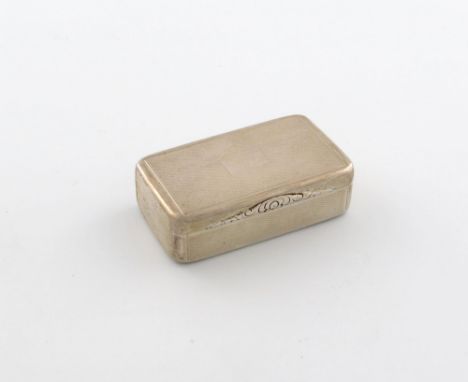 A George IV silver snuff box, by John Reily, London 1822, rectangular form, engine-turned decoration, vacant cartouche, folia