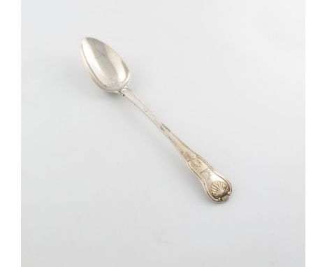 A George III silver Kings pattern basting spoon, by William Chawner, London 1816, the terminal with a crest, length 31cm, app