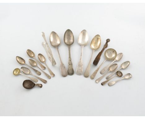 A mixed lot of silver flatware, various dates and makers, comprising: a Channel Islands tablespoon, by Jacques Quensel, Jerse