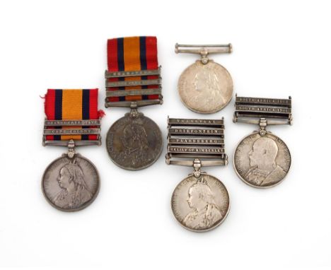 Queen's South Africa medals, Pair, 4 clasps, R of K, Paard, Drief, Trans (5504 Pte. E. Carroll, W. Riding Regt.), KSA, clasps