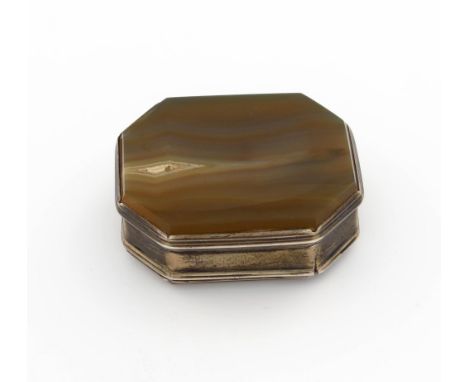 A George III silver-mounted agate snuff box, by Phipps and Robinson, circa 1780, rectangular form, canted corners, the hinged