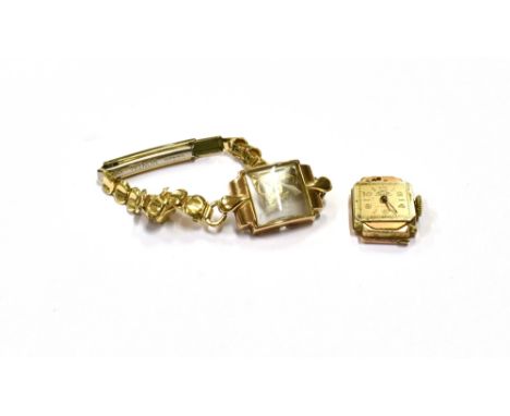 9CT GOLD LADIES ORVEMON DRESS WATCH21.6 x 15.6mm octagonal shaped case, hallmarked .375 Edinburgh, B.W.C, gold coloured dial,