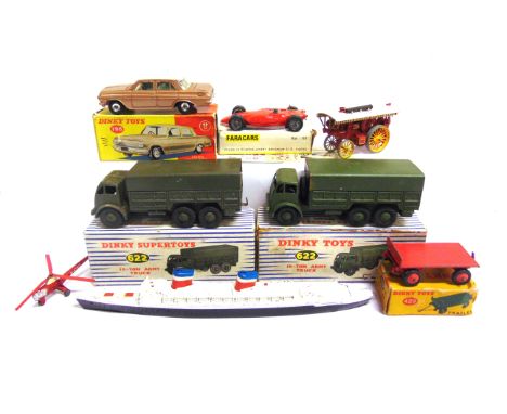 ASSORTED DIECAST MODEL VEHICLES  comprising two Dinky No.622, Foden 10-Ton Army Trucks, olive drab with matching ridged hubs,