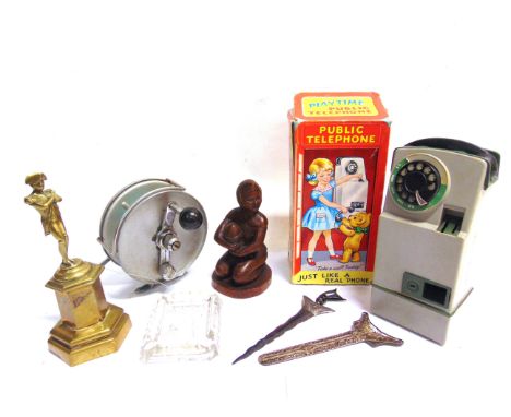 ASSORTED COLLECTABLES  comprising a plastic Playtime Public Telephone, 23cm high, boxed; a Veritas Mantles glass ashtray; a k