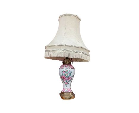 Samson porcelain electric table lamp with shade and a Tobettern religious scroll 