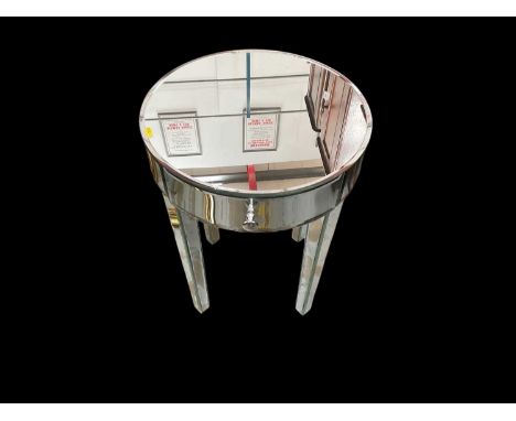 Contemporary mirrored glass circular bedside/lamp table