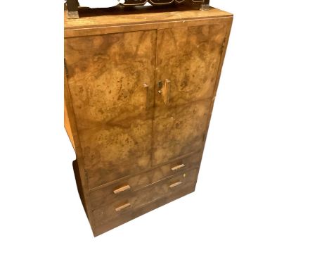 Art Deco walnut dwarf wardrobe, 76cm wide, 45.5cm deep, 121.5cm high