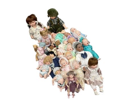 Collection of various modern porcelain headed dolls (qty) and ceramic ornaments (2 boxes).