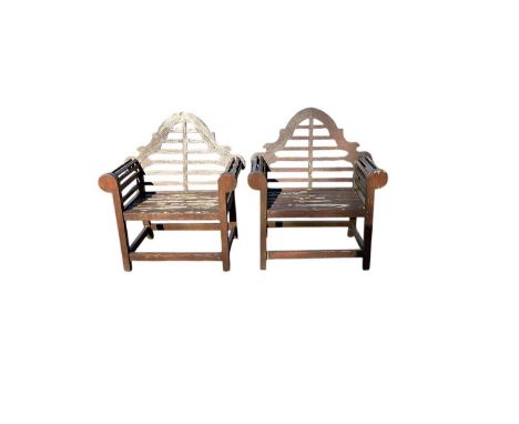Lutyens style teak garden bench and pair of chairs and garden tableBench - 167cm wide and 108cm highTable - 150cm wide by 70c