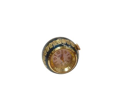 Mortima gilt metal and enamel ball pendant watch