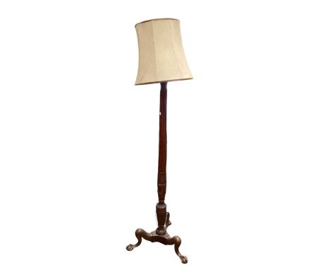 Carved mahogany standard lamp