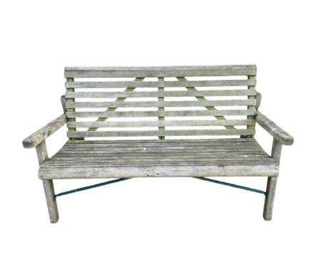 Slatted wood garden bench with, 144cm wide, 85cm high