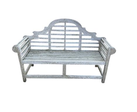 Lutyens style teak garden bench, 166cm wide, 134cm high