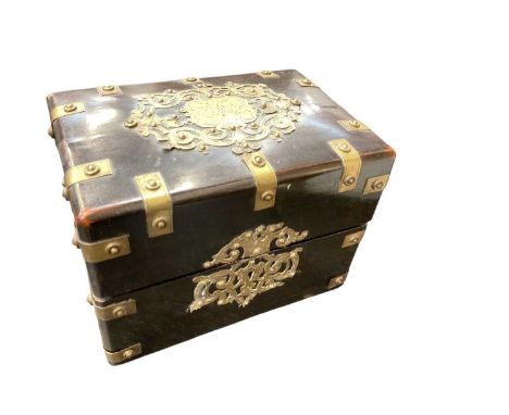 Victorian coromandel and brass jewellery casket