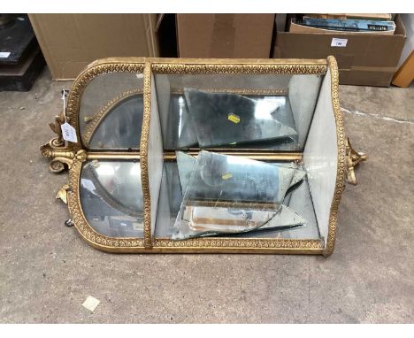 Antique gilt mirrored two tier corner shelf73cm high, 36.5cm wide, reasonable condition although there are some losses and sp