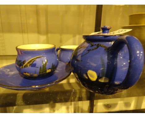 Torquay Ware blue glaze part tea service 