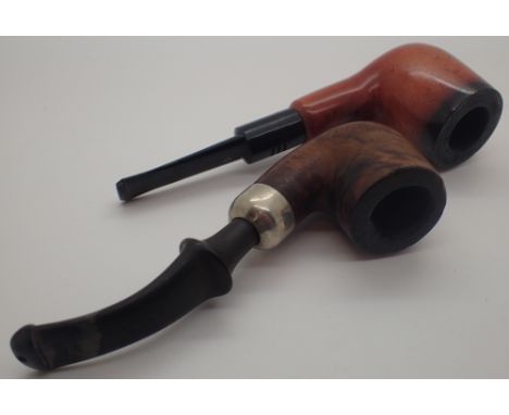 K&P Peterson pipe with white metal collar and one other