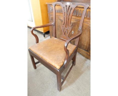 A George III Chippendale style mahogany elbow chair 