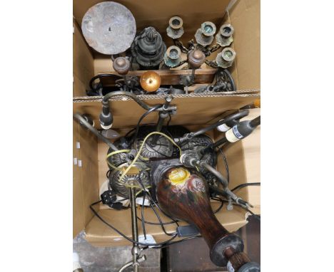A collection of light fittings, lamps etc. 