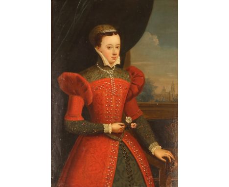 After Zucchers, portrait of Mary Queen of Scots, unsigned oil on panel, 27cm x 19cm