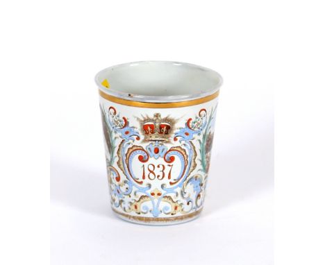 A Victorian enamel beaker, celebrating Queen Victoria's Diamond Jubilee