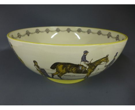 A Shand Kydd Pottery. Racing ceramic depicting historical scenes from Newmarket Races .Impressive large bowl.11" diameter. Li