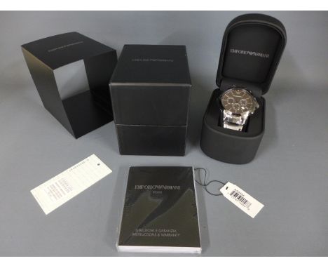 A Emporio Armani AR 2454 black quartz chronograph Gent's wristwatch in new unused condition with box and manual 