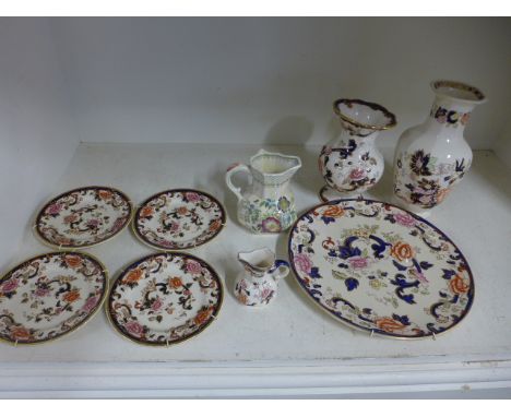 9 pieces of vintage Mason's. Including Mandalay vase, small jug, and 5 plates. Mandarin vase, Paynsley patt jug. Condition re