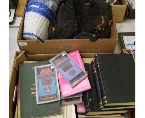 A collection of ordnance survey maps: road maps, hardback books with a cycling theme etc (2 trays). 