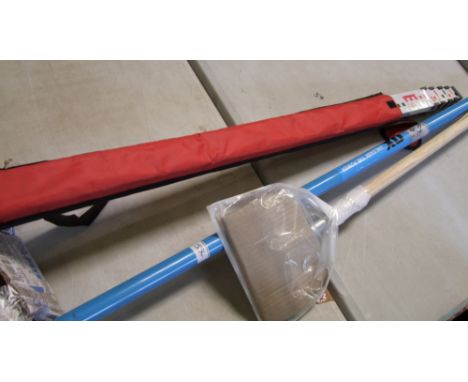 A lightweight concrete rake: together with a surveyors type measuring stick etc. 