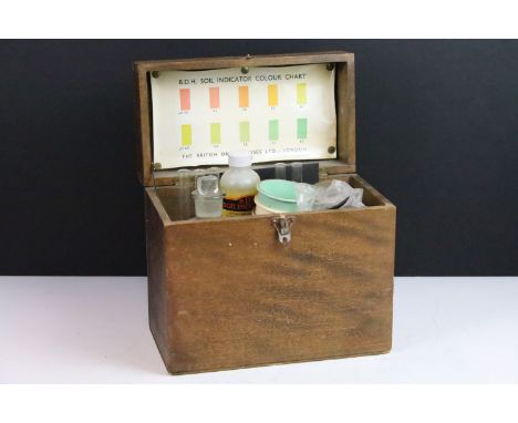 Vintage barium sulphate soil testing kit in original wooden case 