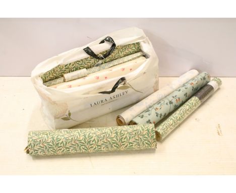 Collection of vintage and vintage style wallpaper and wall vinyl to include 1970s examples and Sanderson William Morris Willo