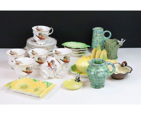 Six Staffordshire Sheridan pheasant design trios along with a selection of Carlton ware floral items to buttercup plate and t