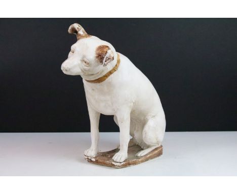 Vintage ceramic, hand painted 'Nipper' HMV advertising dog, H 37cm
