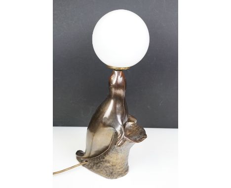 Art Deco style seal lamp with globe shade H 43cm 
