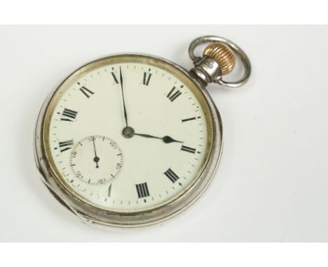 A vintage silver cased pocket watch with sub second dial to 6 o'clock, makers marked for Paul Ditisheim Solvil pocket watch