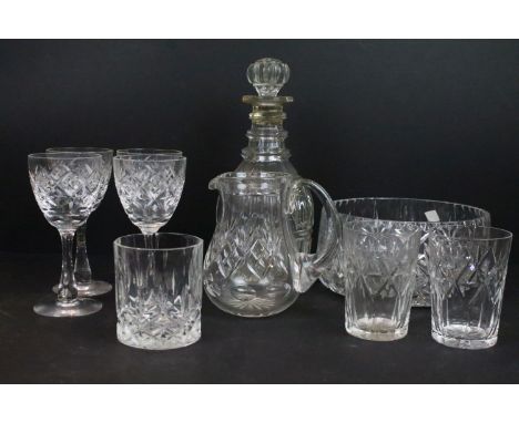 Antique and vintage glass selection to include coloured examples 