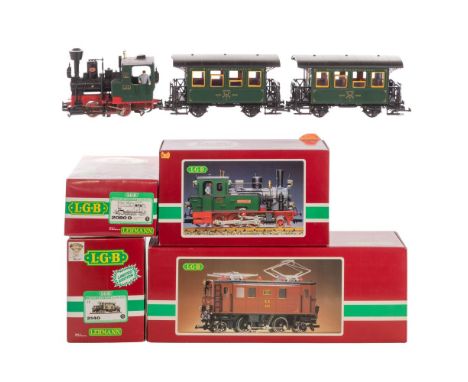 LGB Lehmann Model Train G Scale Assortment  (7) items including locomotives #2045, #2074, #2080D and #2140, having original b