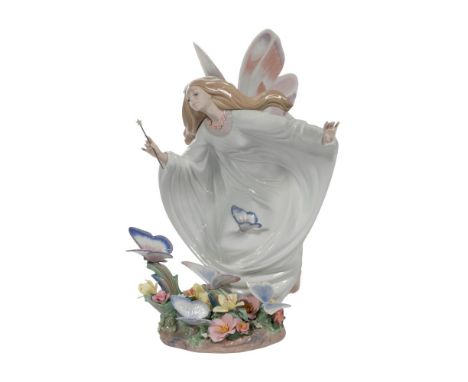 Lladro #1850 Fairy of the Butterflies Porcelain Figure  Created 1990 and retired in 2000, #1152/1500, designed and signed by 