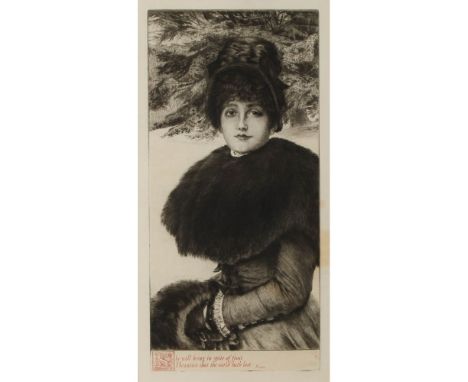 James Jacques Tissot (French, 1836-1902) 'Promenade dans la Neige' Etching  1880, printed signature and date lower right in p