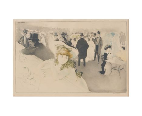 Edgar Chahine (French, 1874-1947) 'Le Promenoir' Color Etching  1903, pencil signed lower right margin, printed signature in 