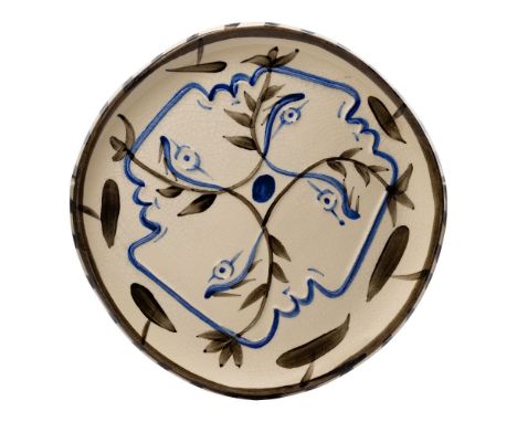 Pablo Picasso (Spanish, 1881-1973) 'Quatre Profils Enlaces' Ceramic Plate  1949, stamped 'Madoura Plein Feu,' 'Empreinte Orig