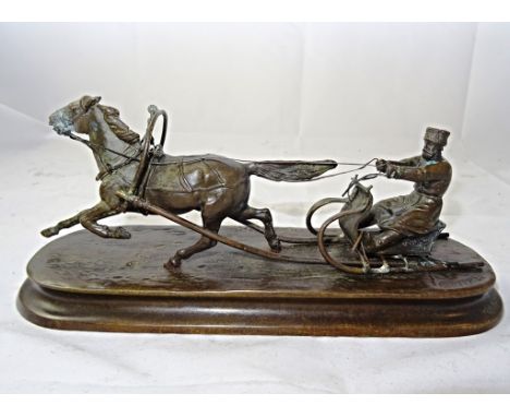 After the model by Vasily Grachev and cast by K. F. Woevffel:
A troika, on shaped oval base, signed:
H 10cm x W 24 cm 